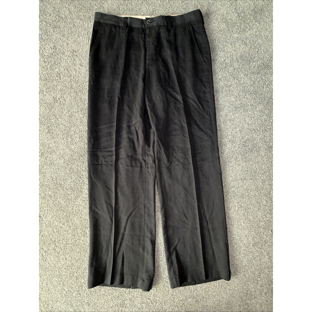 TOMMY BAHAMA Relax Lyocell/Wool Pleated Dress Pants Black Size 34x30